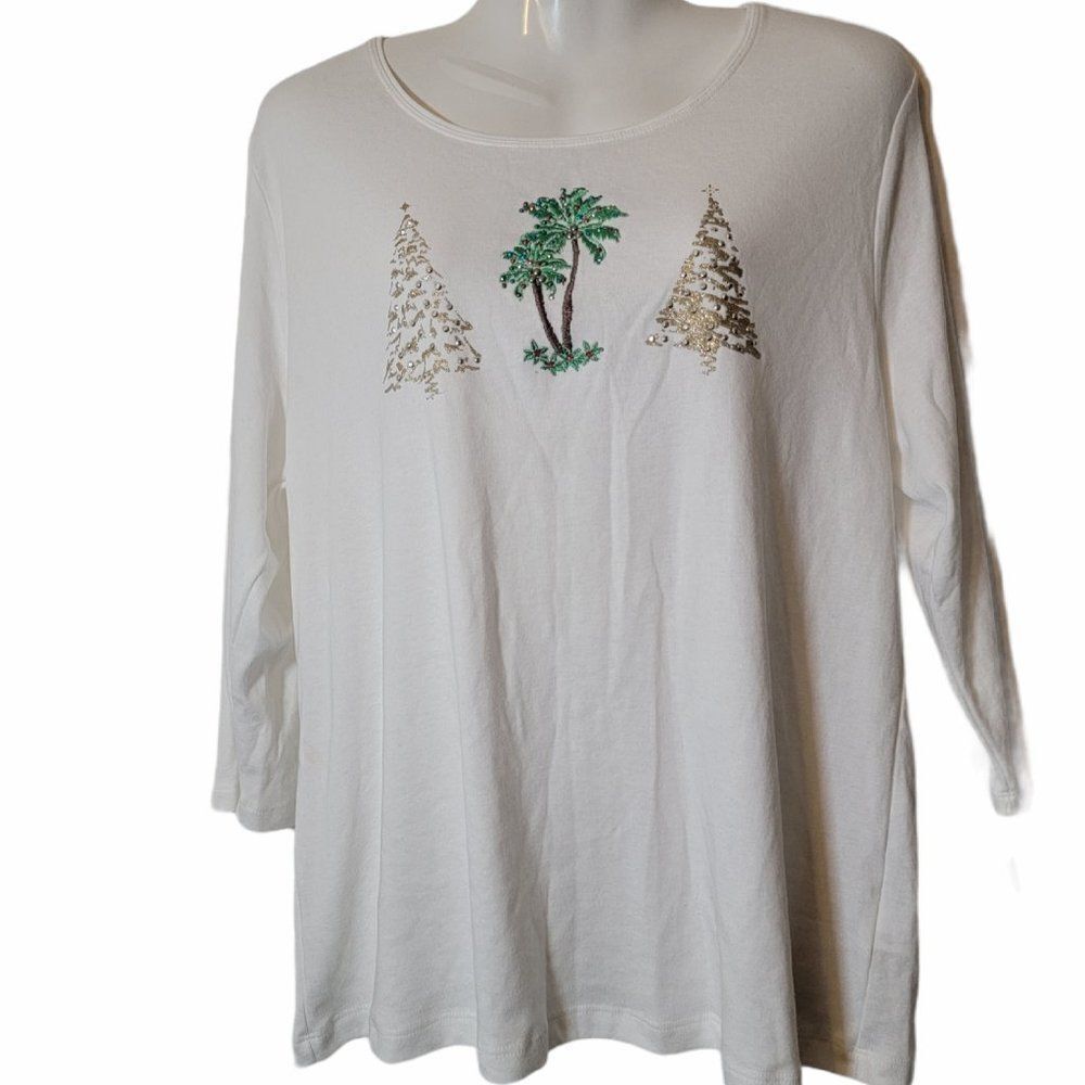 Karen Scott Womens Bright White Blouse Top Sz PXL